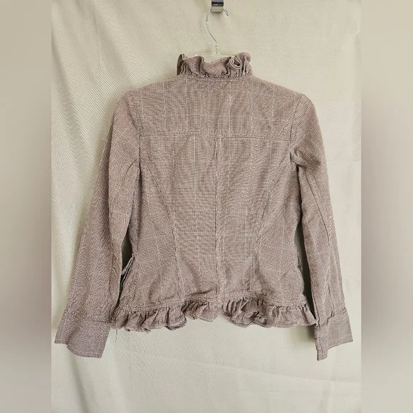 Vintage  Nick & Mo  Ruffled micro-check Dusty Rose Jacket Size S - Picture 4 of 11
